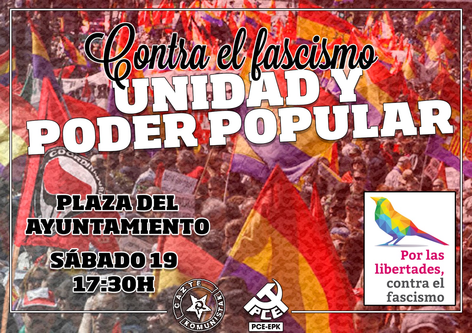 Manifestación contra el fascismo y por las libertades. Pamplona-Iruñea