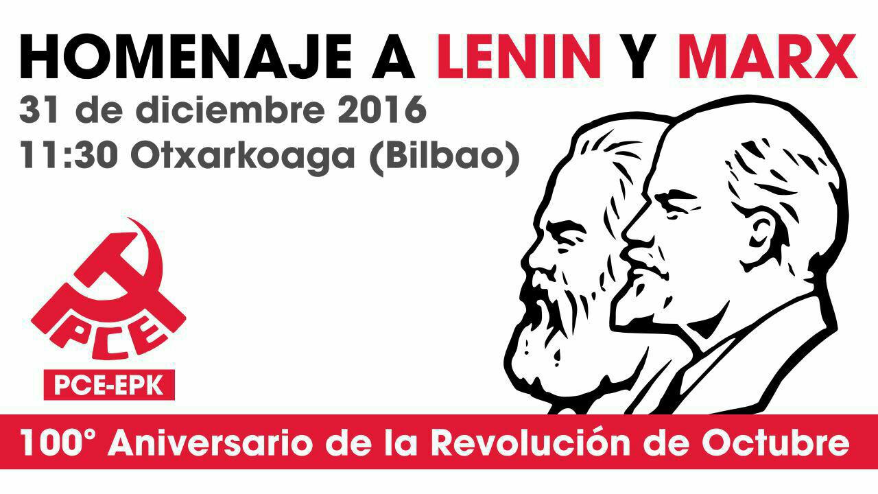 El PCE-EPK recibe el año del centenario de la Revolución de Octubre con un acto de homenaje a Marx y Lenin