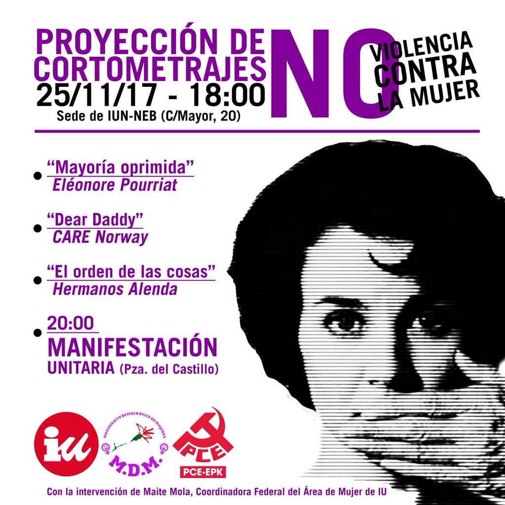 Proyección de cortometrajes sobre la Violencia Contra la Mujer en Pamplona el sábado 25 de noviembre