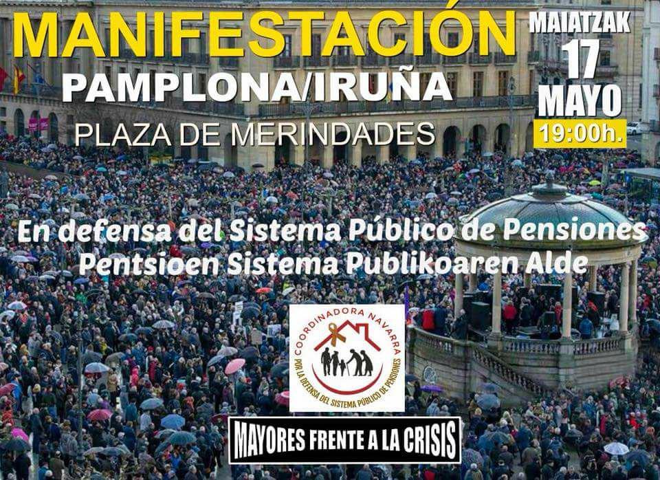 Este jueves día 17 movilización en Navarra por unas pensiones públicas dignas.