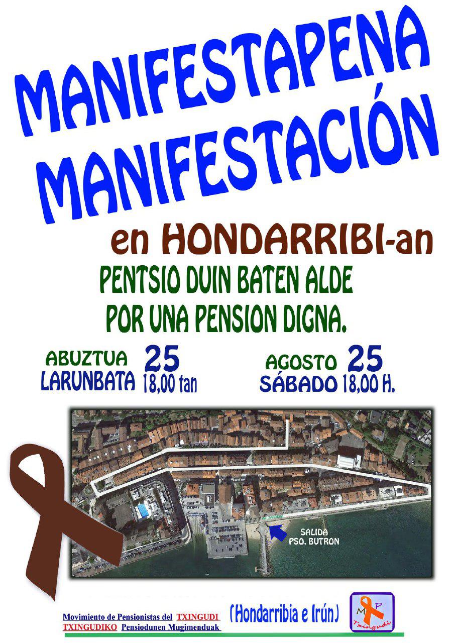 Pentsio duin baten alde. Movilización en defensa de unas pensiones públicas dignas en Hondarribia