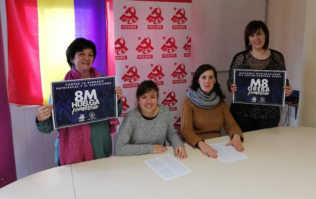 El Partido Comunista de Euskadi-EPK y Gazte Komunistak-UJCE llaman a toda la sociedad a la participación en la Huelga Feminista y en las movilizaciones del próximo día 8 de Marzo.