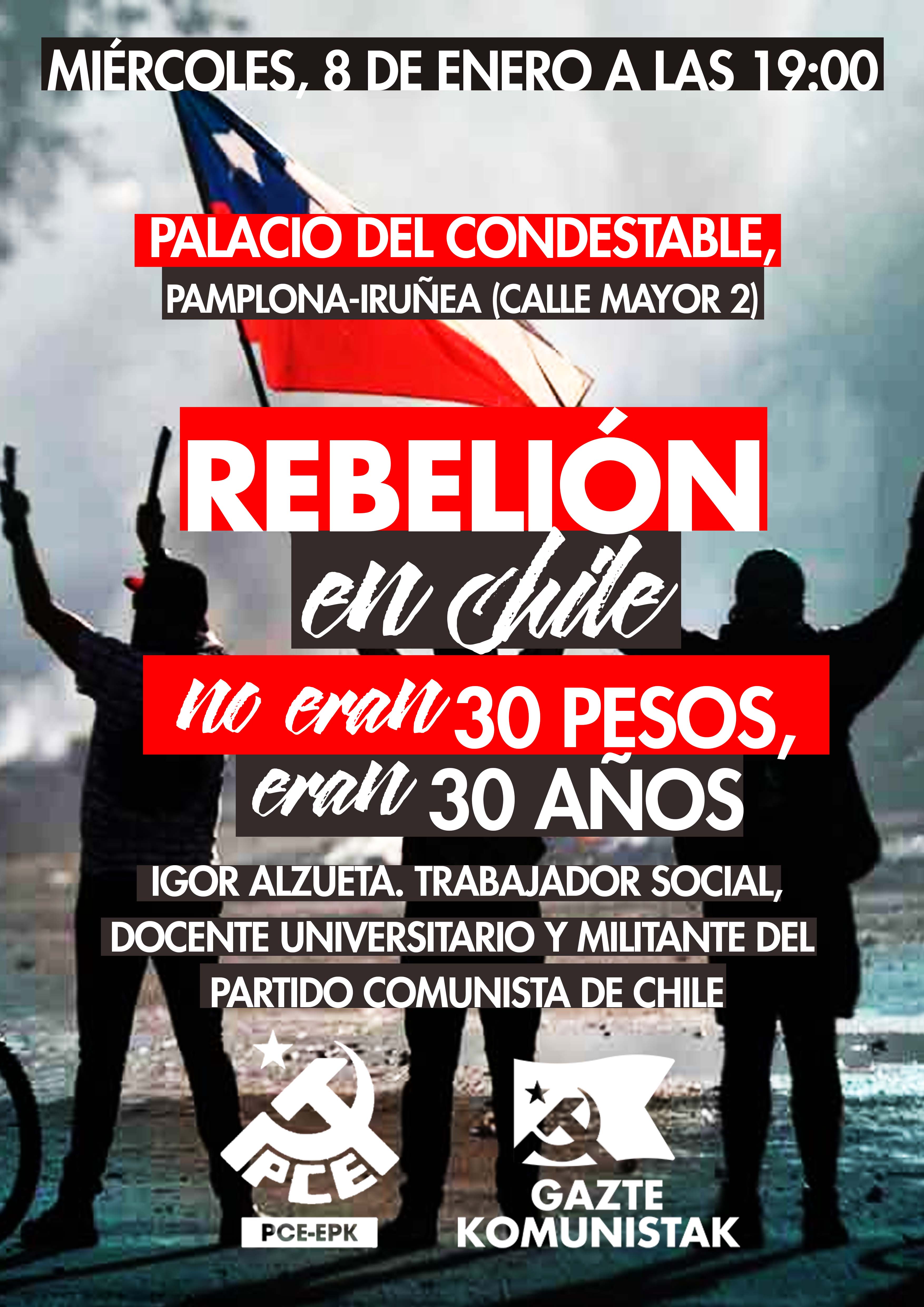 Charla “Rebelión en Chile”. Iruñea-Pamplona, 8 de Enero.