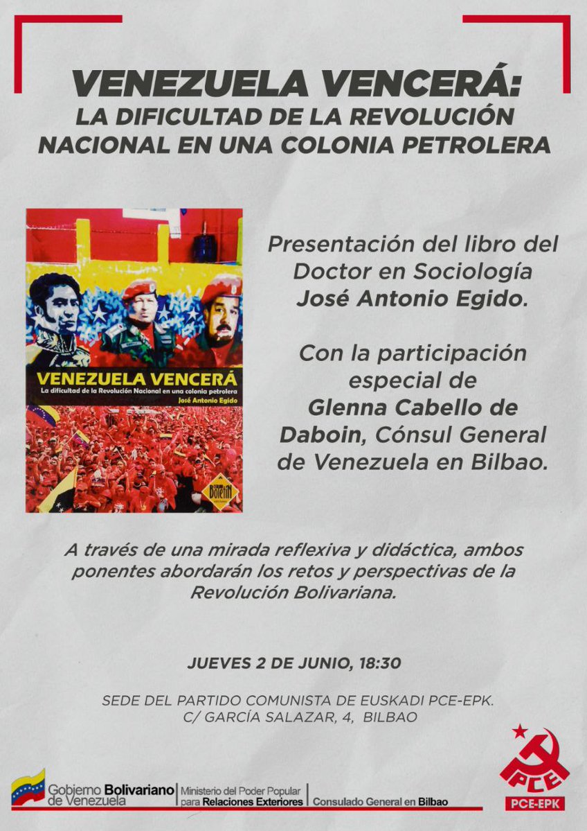 Presentación del libro «Venezuela vencerá» en el local del Partido Comunista en Bilbao.