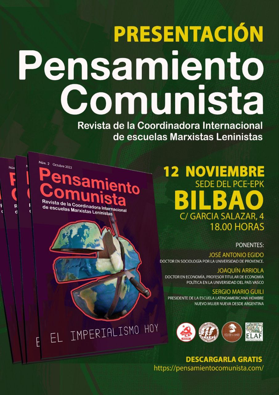 Este sábado en Bilbao: presentación de la revista Pensamiento Comunista.