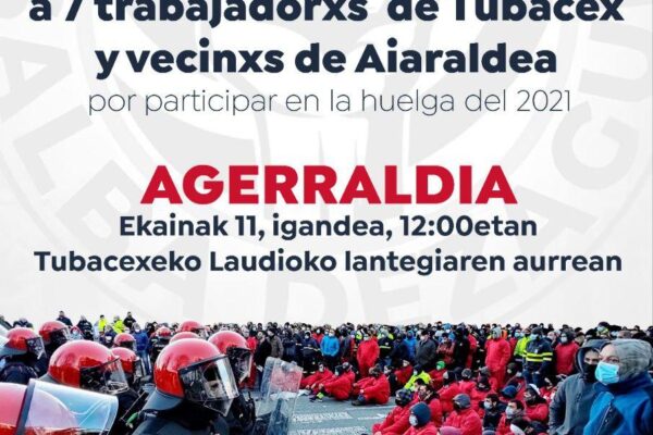 El PCE-EPK censura la petición de cárcel para trabajadores de Tubacex.