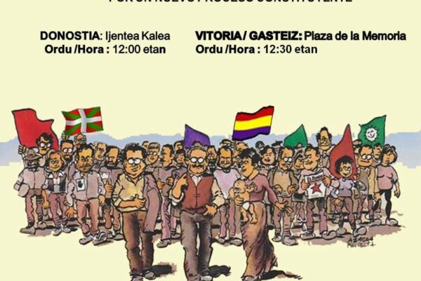 PCE-EPK-k abenduaren 6rako Donostian eta Gasteizen deitutako mobilizazio errepublikarretan parte hartzeko deia egin du.
